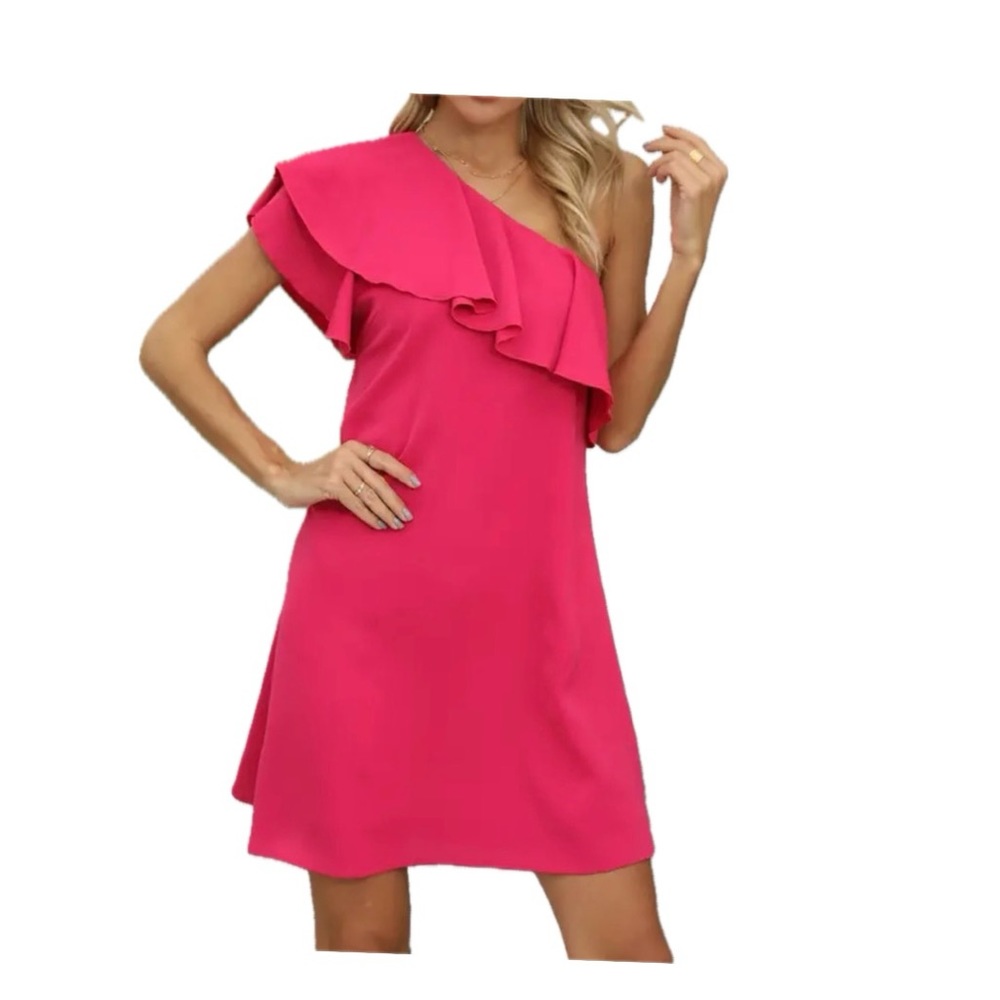 Misuse Pink Fuchsia Asymmetrical Ruffle Dress - Picture 1 of 3